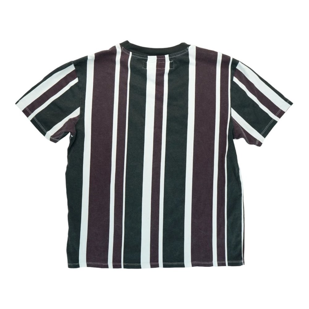 Guess Originals Shirt Men's Small Red Black Vertical Striped Faded Short Sleeve - Picture 2 of 5